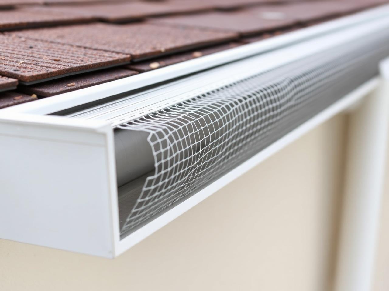 Clean eavestrough fitted with a mesh gutter guard